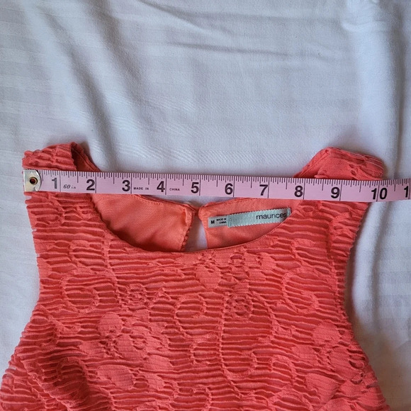 Maurices orange sleeveless dress stripe and floral crochet. Never Worn. M - Picture 7 of 9